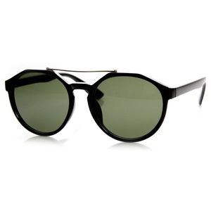Oversized Round Metal Crossbar Sunglasses